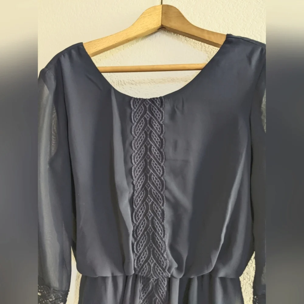 3/4 sleeve chiffon dress - Picture 5 of 6